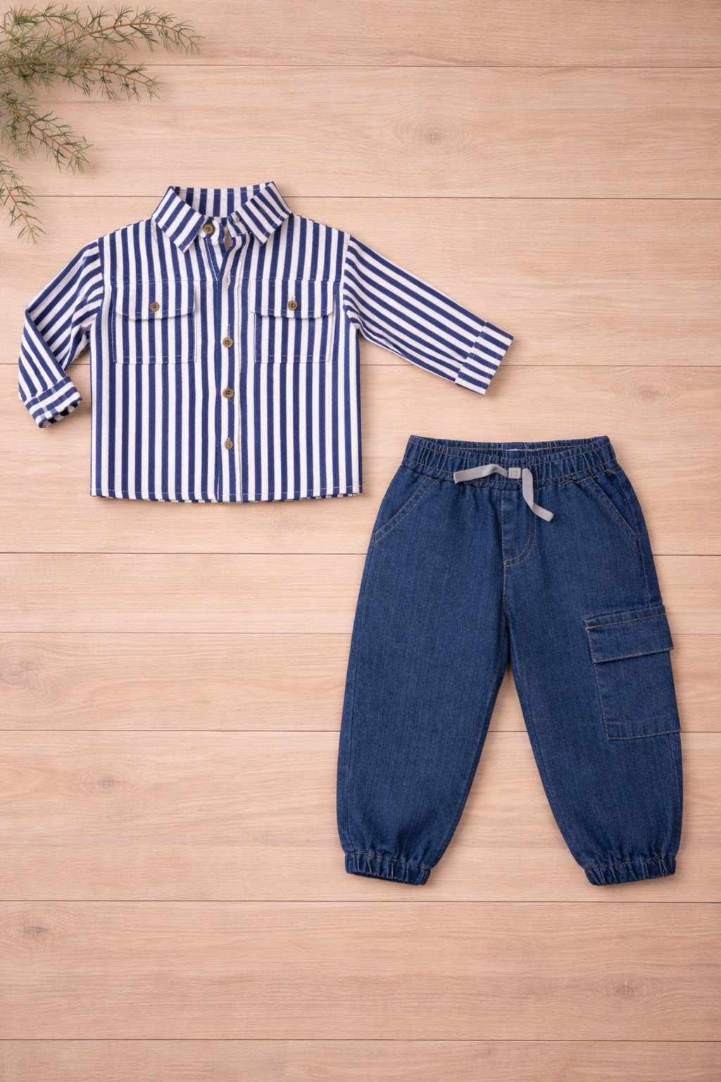 Boys 2 Pcs -Striped Stripped shirt + Packer Trousers