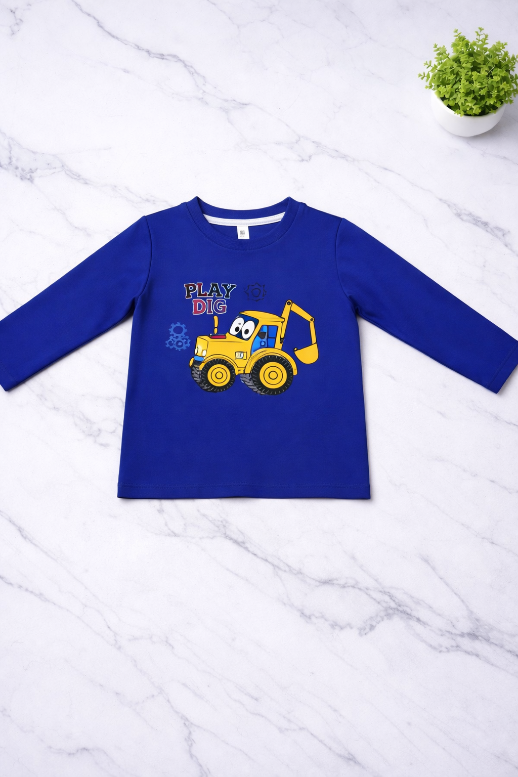 Boys Blue Long sleeve tee with 'builder' design
