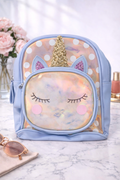 Girl's Backpack - Light Blue with Smiley Kitty design