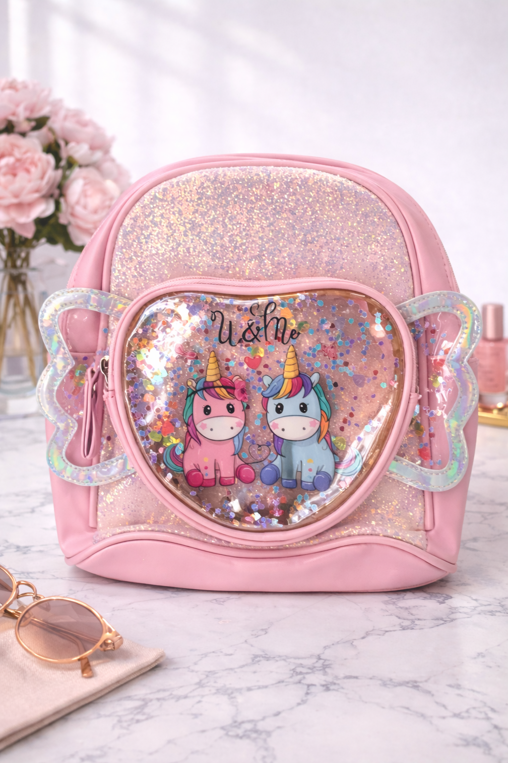 Girl's Backpack - baby pink pony’s