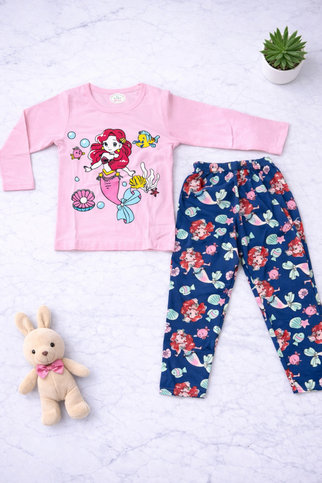 Girls 2pcs Smiles Mermaid (Pink & Blue)