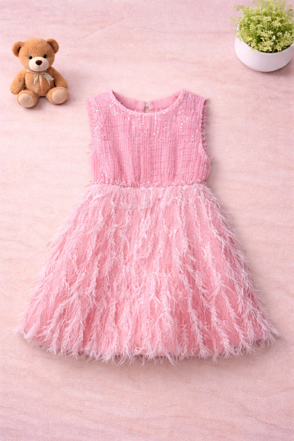 Girls 1 Piece No Hands Dress (Pink)