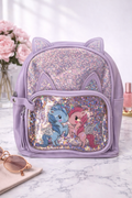 Girl's Backpack - Purple design with 2 Flying Horses