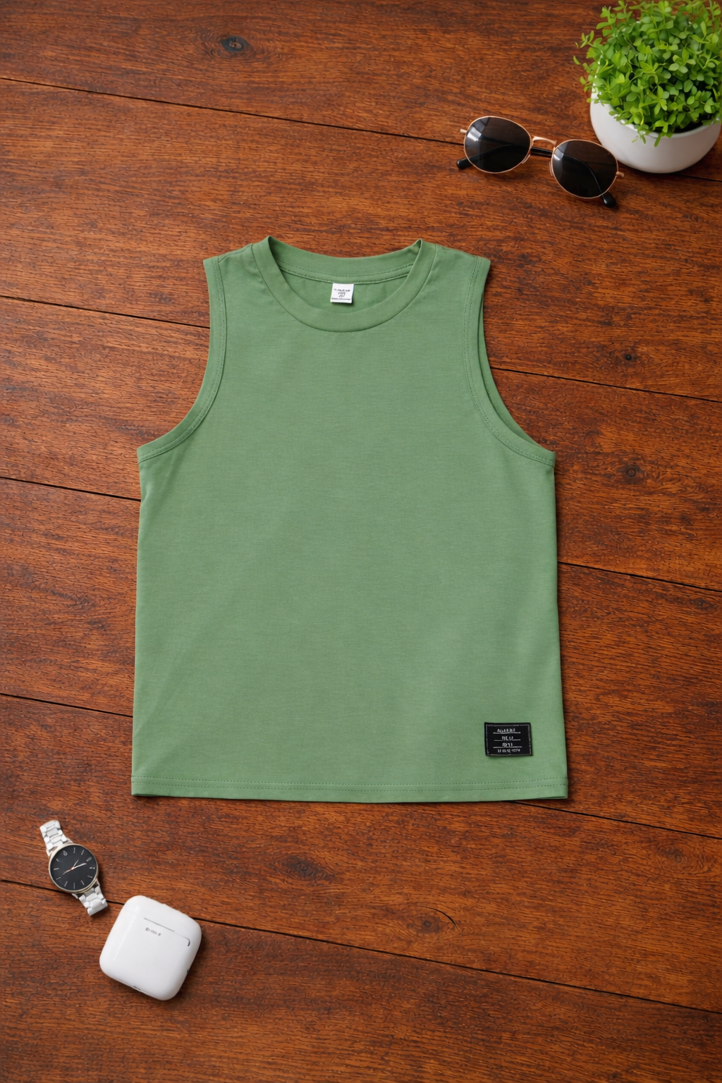 Boys Sleeveless Undershirt - Green