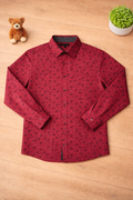 Boys Shirt - Wine Long sleeve shirt with Synchronic pattern
