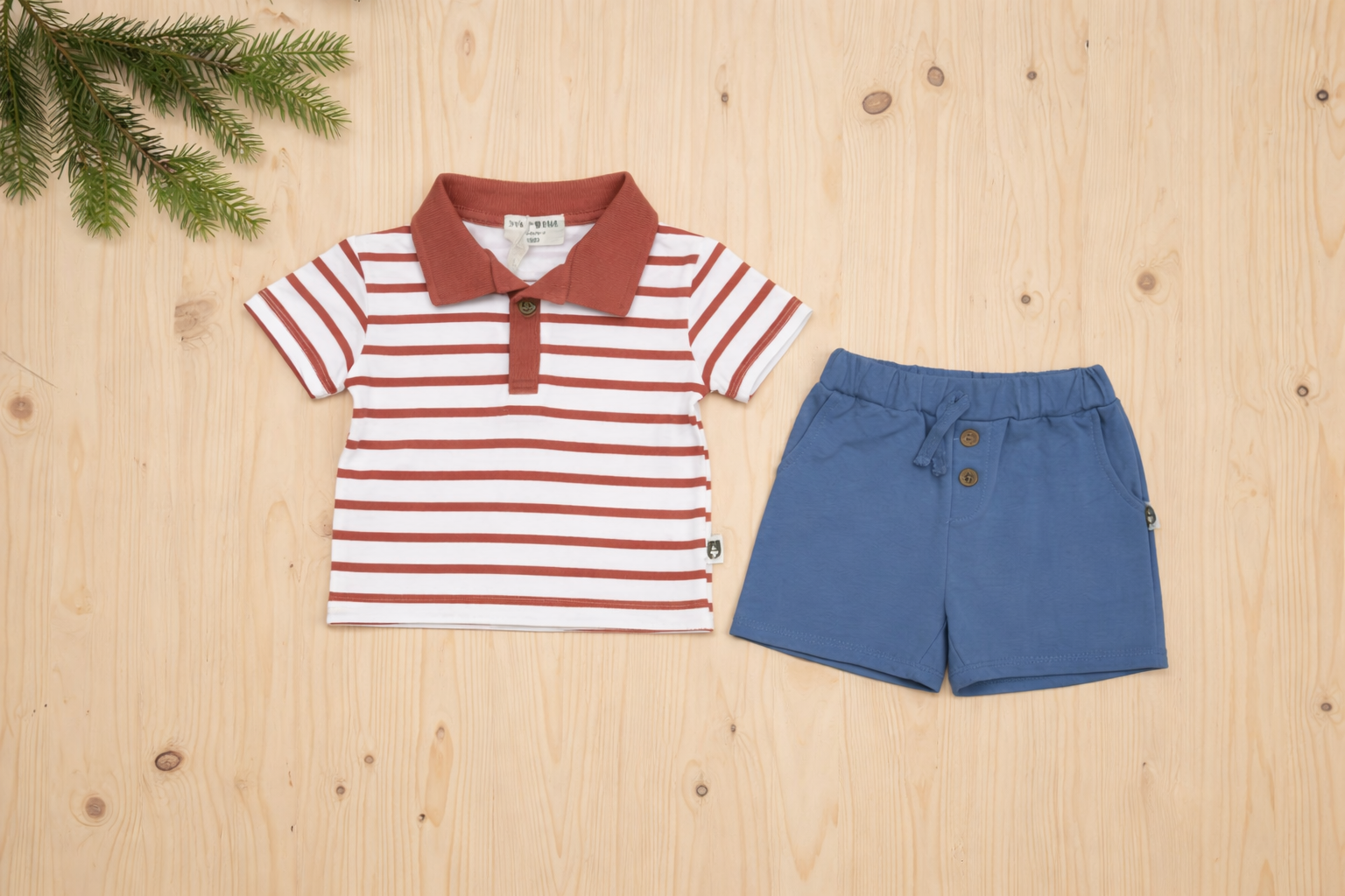 Boys 2 Pcs - New Born blue shorts + stripped shirts