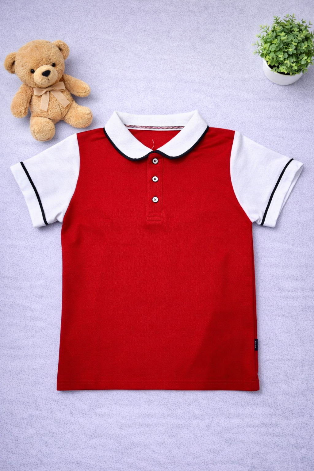 Boys Red/White Lacoste short