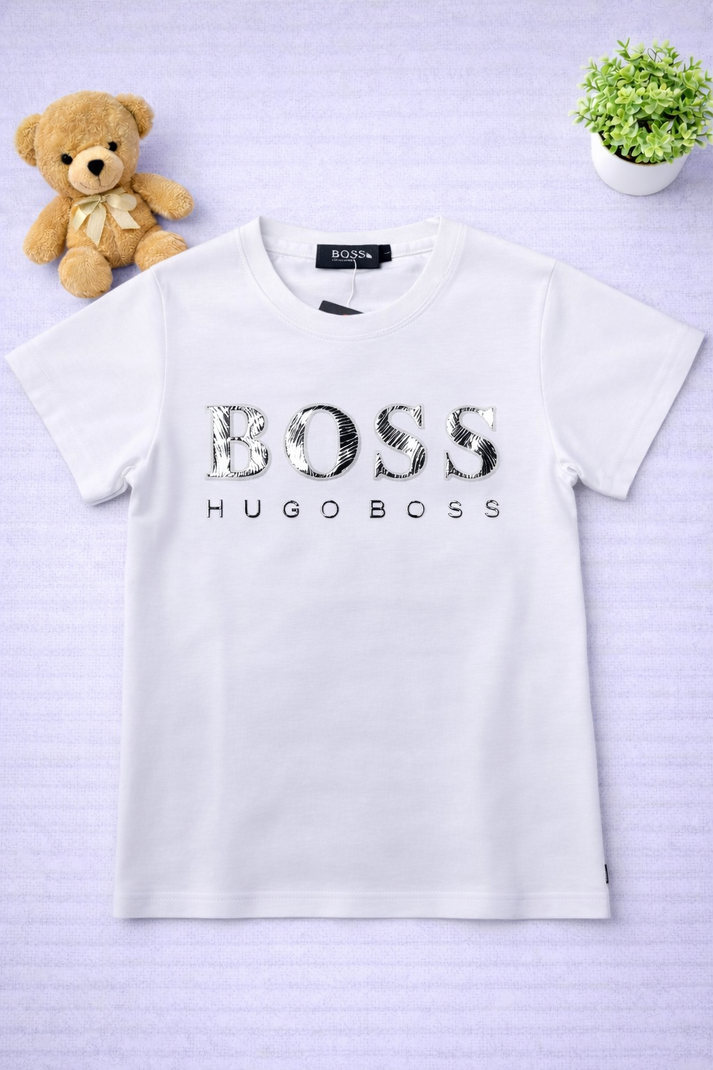 Boys White Tee shirt - Hugo Boss Design embossed