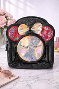 Girl's Backpack - All Black Cute Cat design