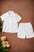 Boys 2 Pcs - Linen Shirt + shorts (White)
