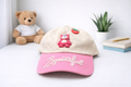 Beautiful Pink Bear design Cap - (Cream and  Pink)