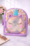 Girl's Backpack - Purple with Smiley Kitty design