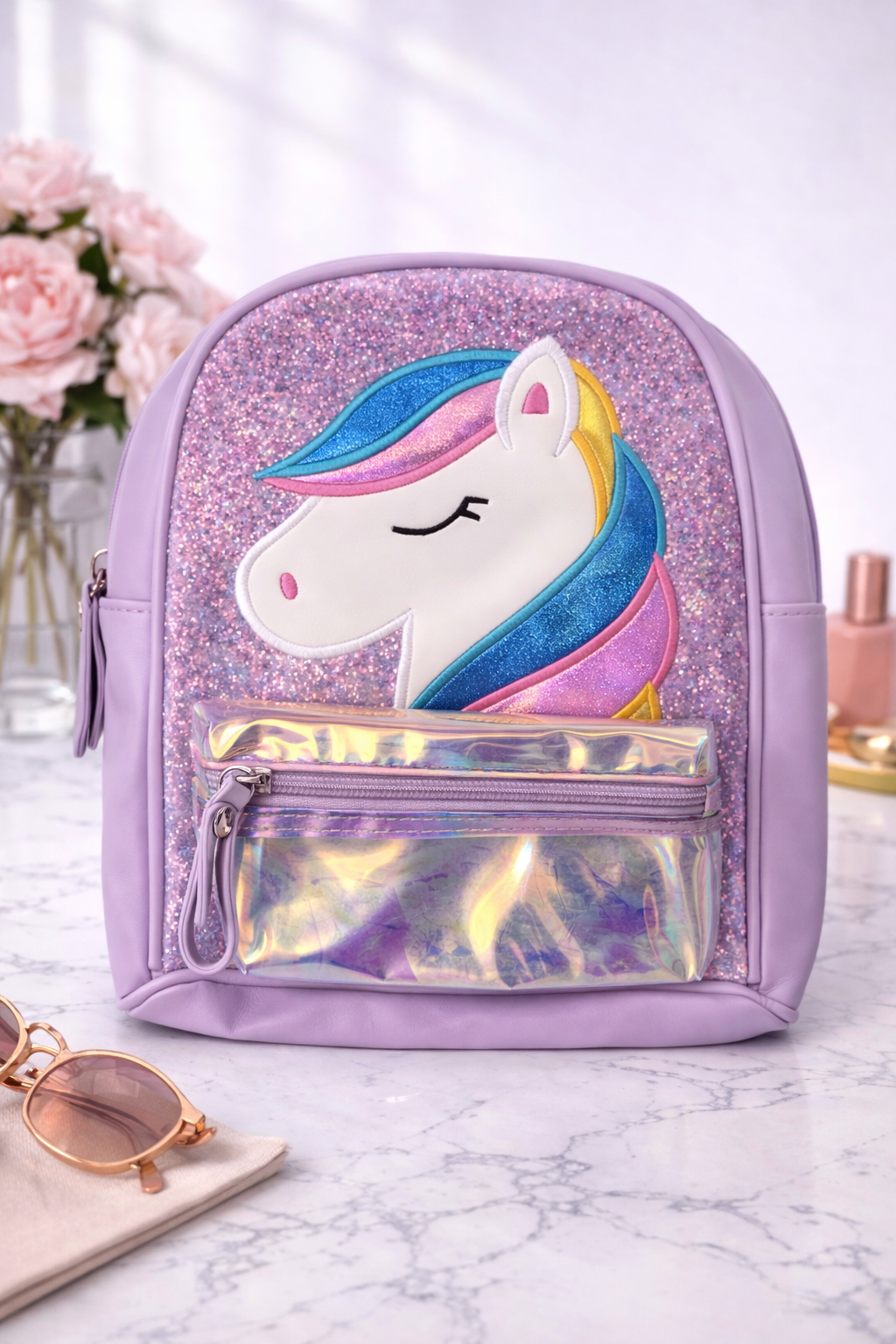 Girl's Backpack - Purple with Unicorn design