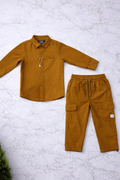 Boys 2 Pcs - Curry Side pocket trousers + Long sleeve shirt