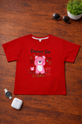 Boys Red Tee with Pink Panda design