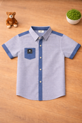Boys Grey + Blue Patterned Design short sleeve