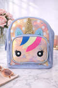 Girl's Backpack - Light blue with cute cat design