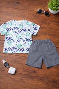 Boys 2 Pcs - Patterned design tee + Grey shorts