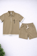 Boys 2 Pcs - Coffee design Packer shorts + shirt