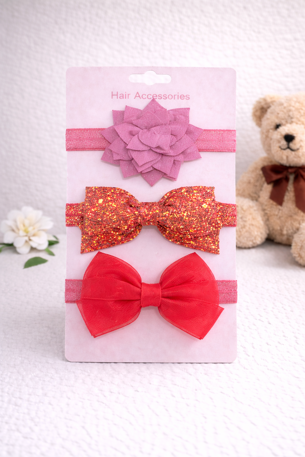 Girls - 3pcs Mesh Butterfly Ribbon Hair Clips
