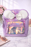 Girl's Backpack - Gloss Purple with Twin bow design