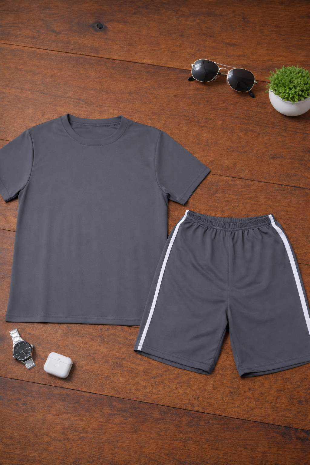 Boys 2 Pcs - Grey tee + shorts