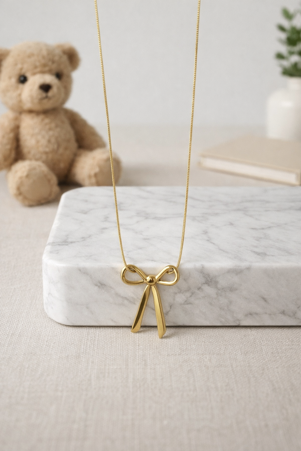 Kids Gold Necklace - Bow Design