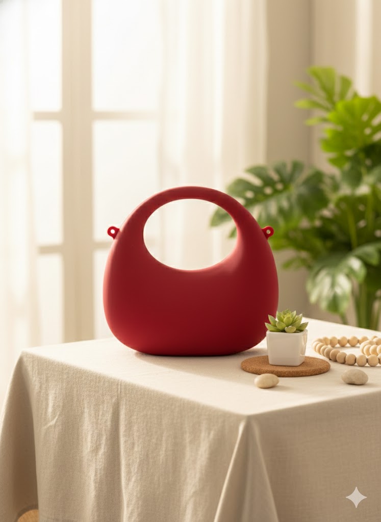 Mini Solid Color Crossbody Bag - Red