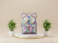 Girls Rainbow colour  school bag (White Bow)