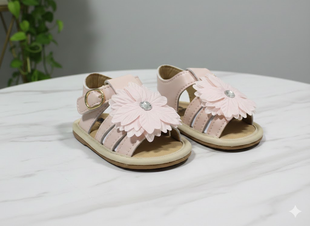 Girls pre-walker Fashion Sandals with Flowery design  - (Pink)