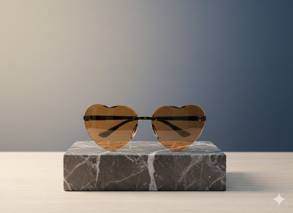 Fashionable  Children's Heart shape sun Glasses - (Brown shade)