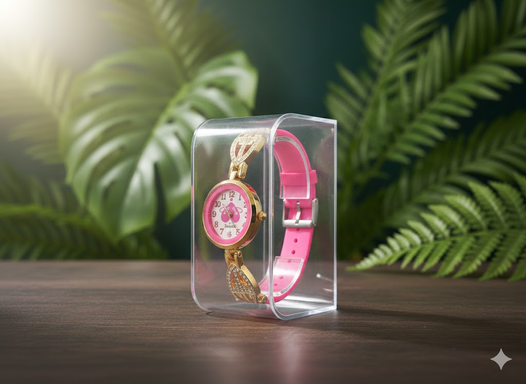 Luxury Stainless Steel Band - Gold with Pink strap