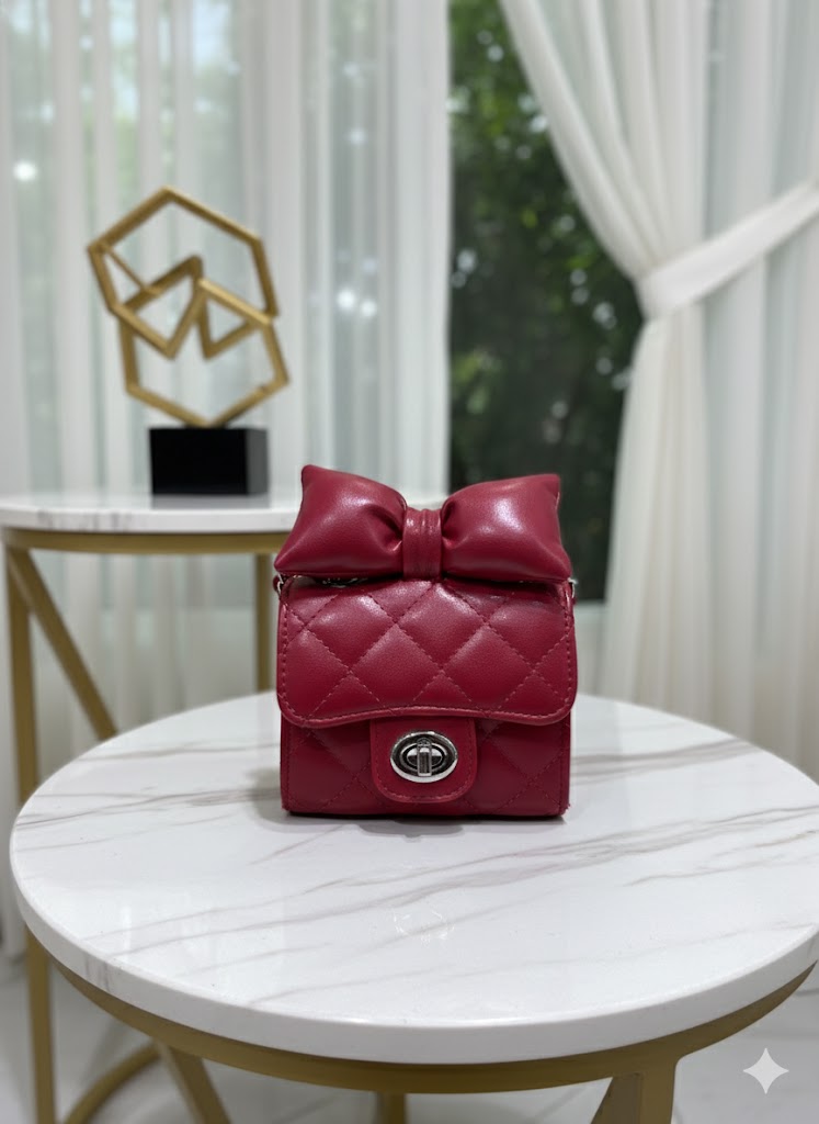 Girls Mini Leather Bag - (Red)
