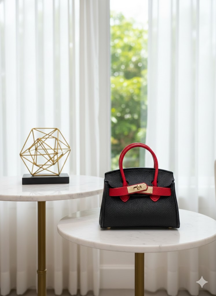Mini Solid Color Crossbody Bag - (Leather Black)