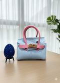 Girls Clutch Dress Bag (Blue with Pink handles)