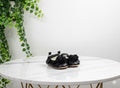 New Born - Girls Black Rose bow Shoes