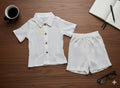 Boys 2 Pcs - White Linen shorts + shirt