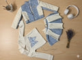 3Pcs Set - Denim + Leather Fashionable Jacket + Flossy Skirt + Butterfly design Vest
