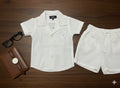 Boys 2 Pcs - Off White Linen Shorts + short sleeve shirt