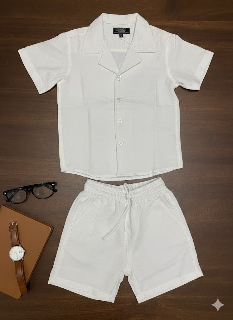 Boys White Shirt + Shorts