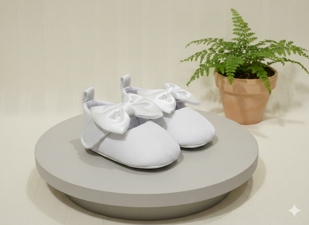 Girls pre-walker with Diamond design Shoes - (All White)