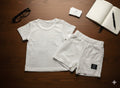 Boys 2 Pcs - Off White Linen Shorts + shirt sleeve tee