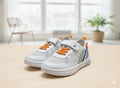 Boys comfortable Outdoor Sneakers - (White with Orange Laces)