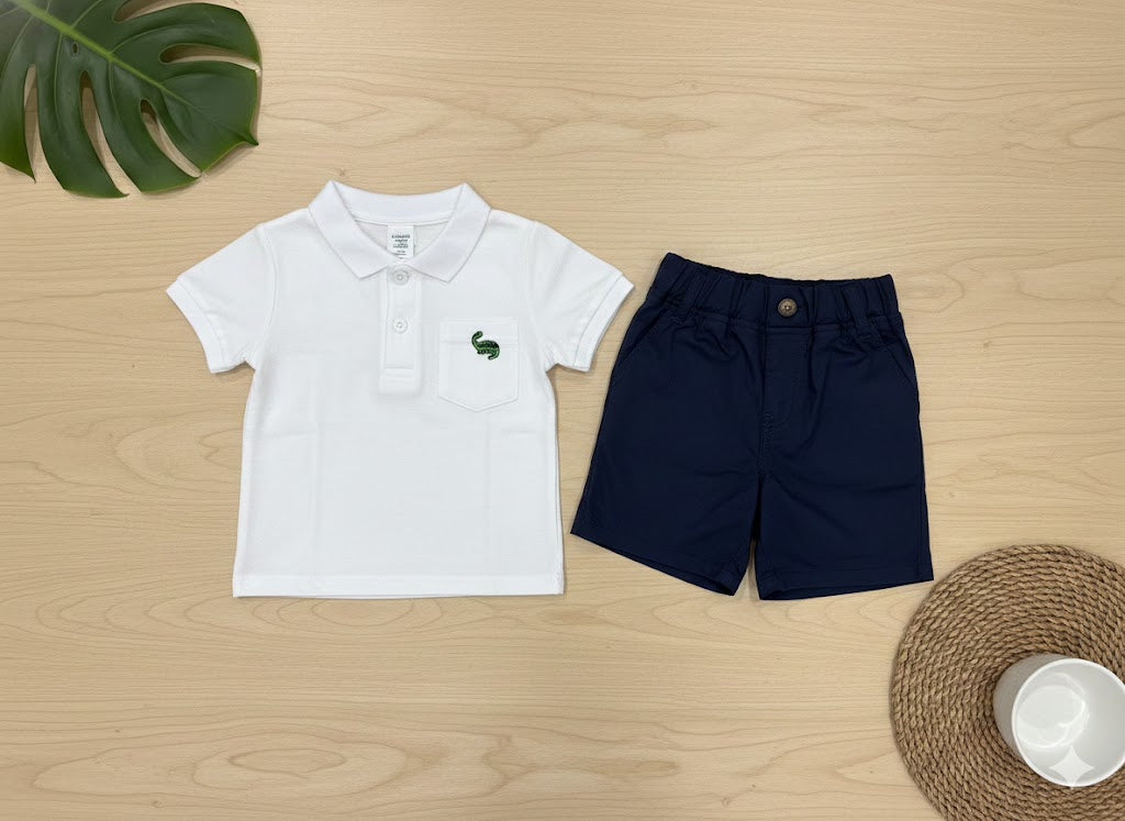 Boys 2 Pcs - Black Shorts + White Shirt