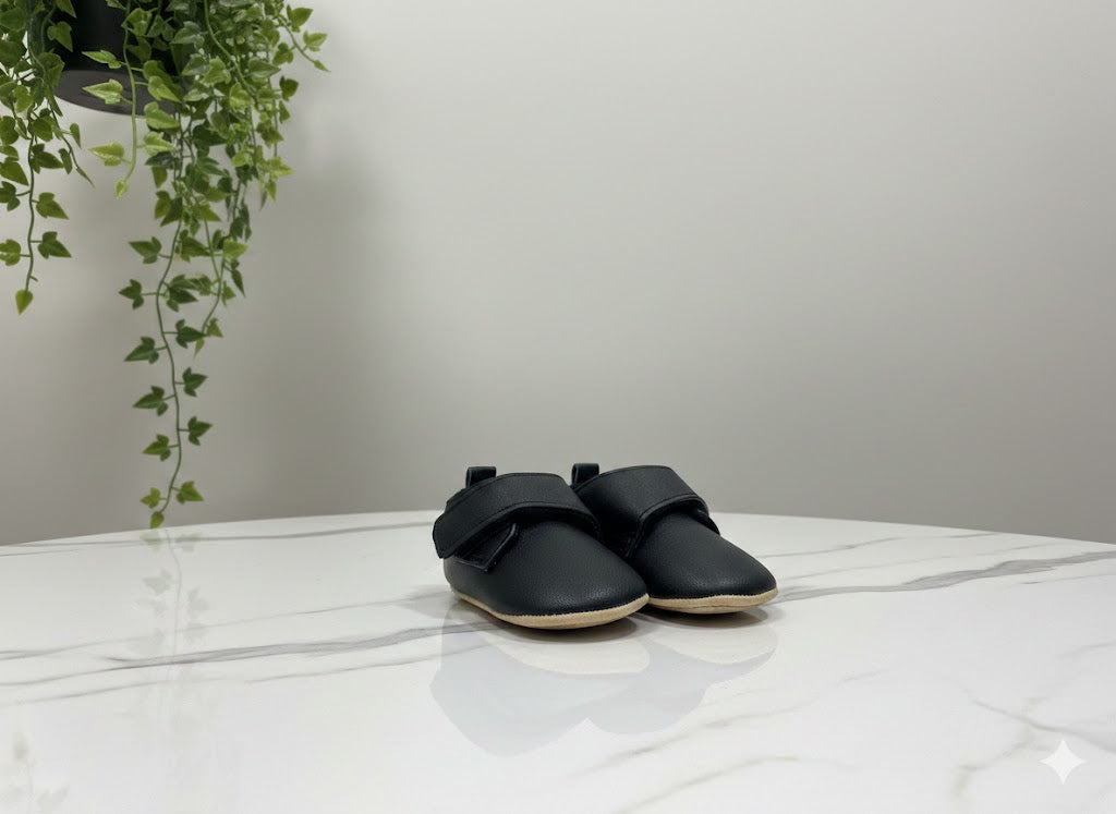 New Born -  Boys Strap Shoes (Black)