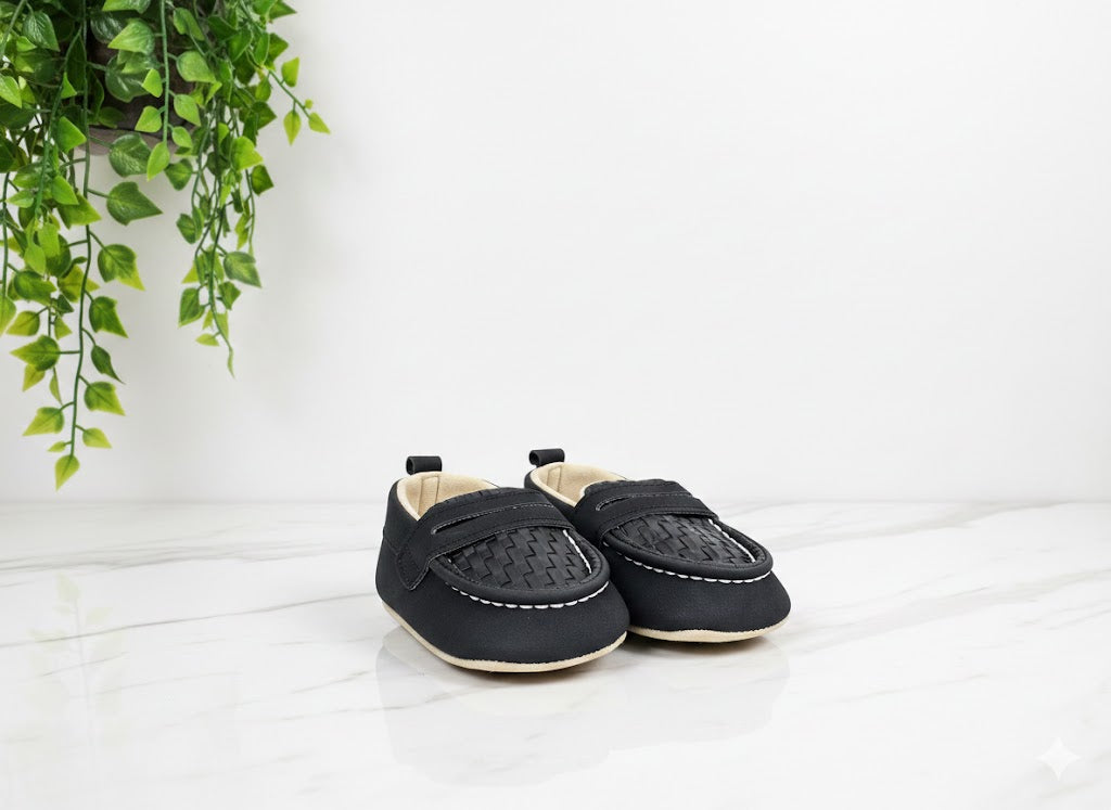 New Born - Boys Black Loafers