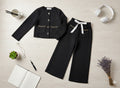 2Pcs Set - Classy Black Chanel Trousers + Fashionable Jacket