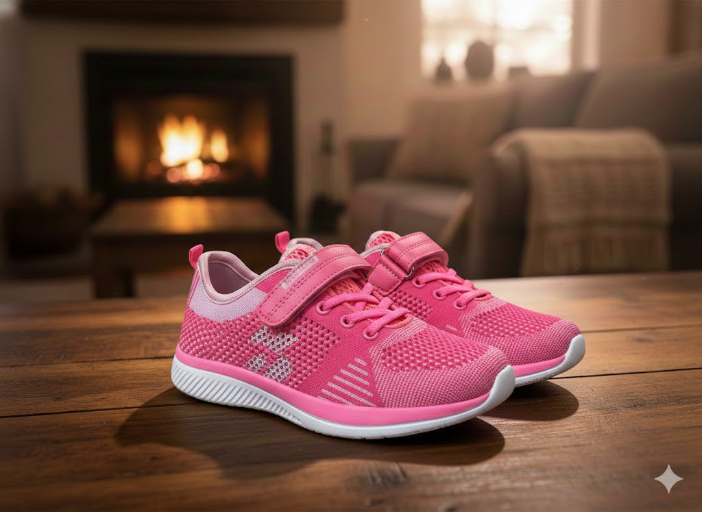 Girls Knitted Material Sporty Sneakers