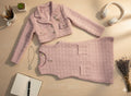 2Pcs Set - Classy Pink Detailed Dress + Gorgeous Jacket