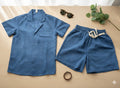 Boys 2 Pcs - Blue Sharp Cut Shirt + Shorts